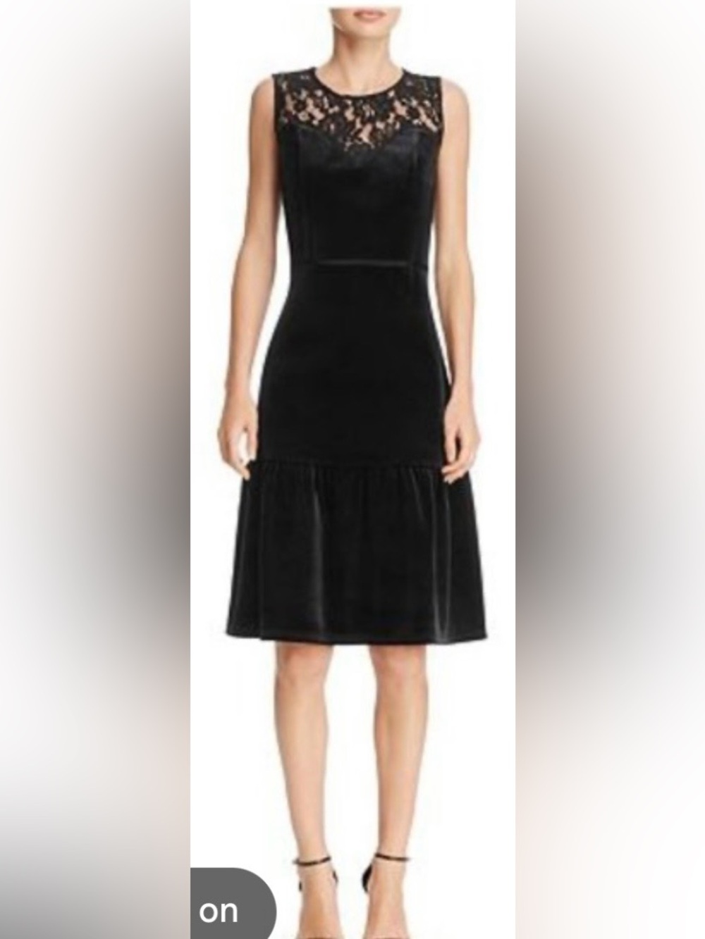 Nanette Lepore Very Black Moody Romance Lace-Yoke Velvet Midi Dress 2 New
